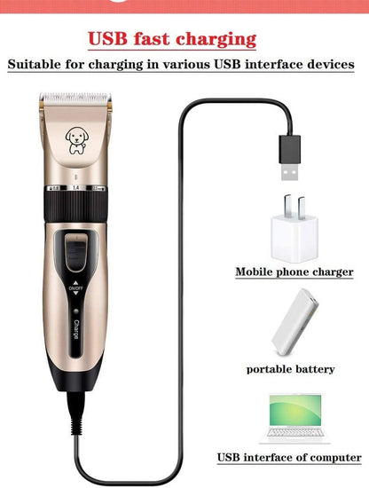 Rechargeable Cordless Pet Shaver,Low Noise Dog Clippers with Scissor Comb,Electric Quiet Pet Grooming Set for Dogs and Cats