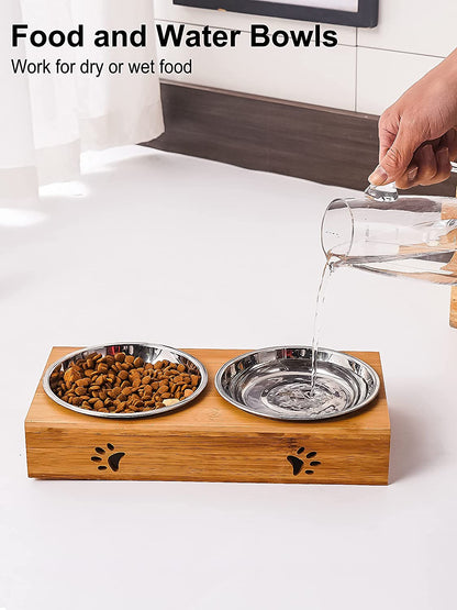 Small Shallow Cat Food Bowls, Outer Dia. 6.5 in Whisker Fatigue Cat Bowl, Stainless Steel Cat Food Dish for Indoor Cats, Set of 4 Replacement Cat Bowls for Raised Station(15.2 Fl.Oz)