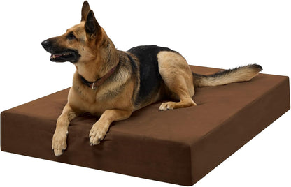 Barker Beds XL Orthopedic Dog Bed - 7" Memory Foam Mattress - 75-120 Lbs - Joint Pain & Arthritis Support - Vet Recommended, Washable Cover - Made in USA - 52"X36"X7" - Chocolate